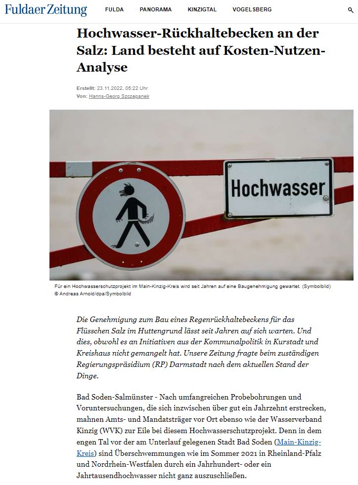 2022 11 23 Fuldaer Zeitung Hochwasser Rückhaltebecken 1