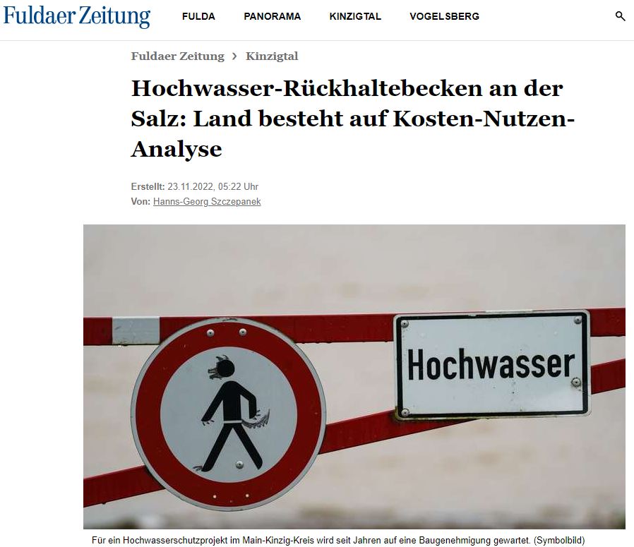 2022 11 23 Fuldaer Zeitung Hochwasser Rückhaltebecken 2