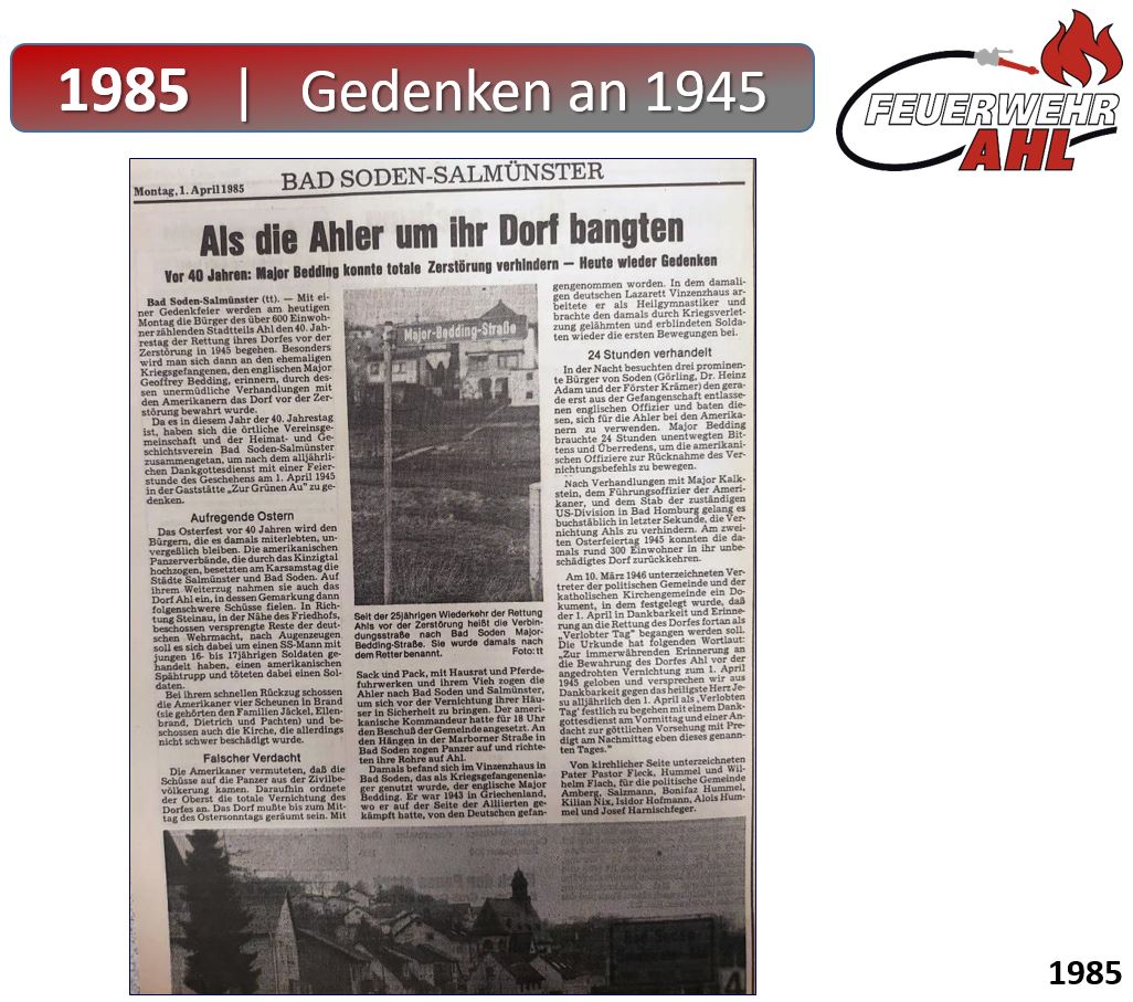 1985 FF Ahl Chronik Gedenken an 1945 1985 001
