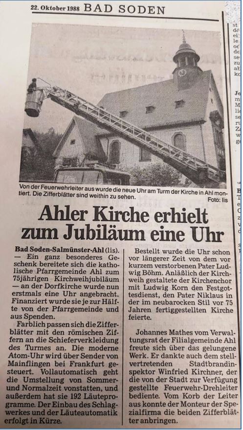 1988 FF Ahl Chronik Kirchturmuhr 1988 001