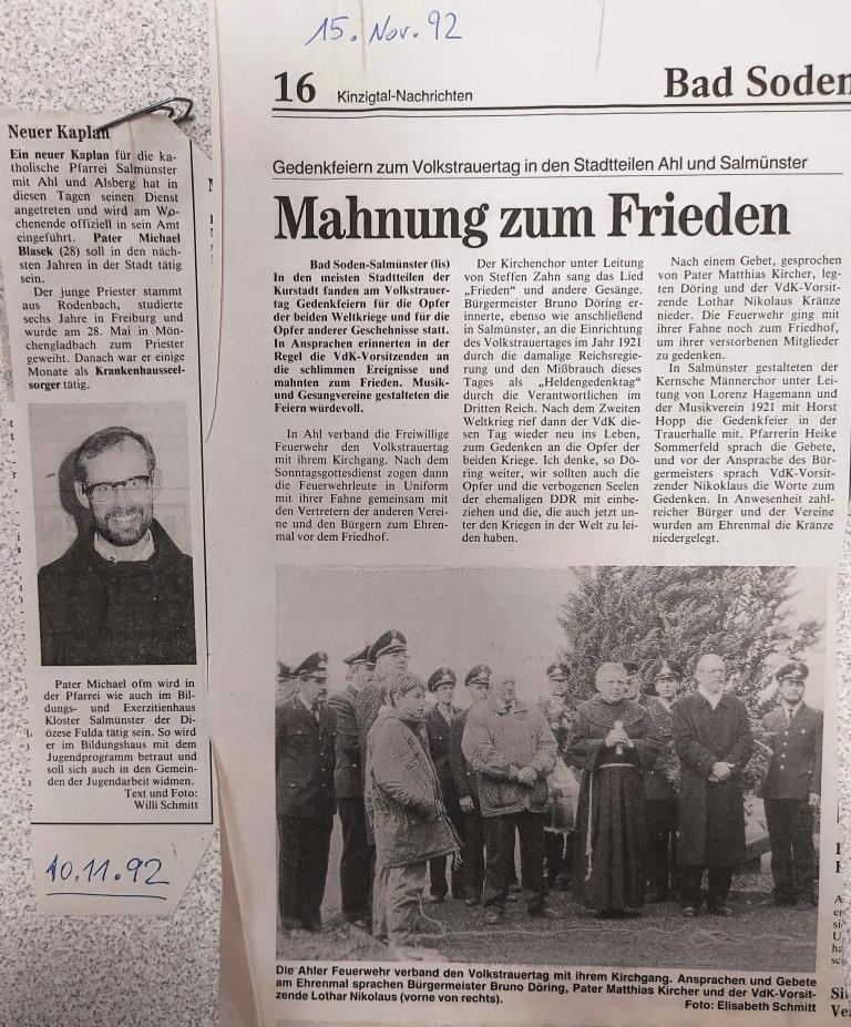 1992 FF Ahl Chronik Volkstrauertag 1992 001
