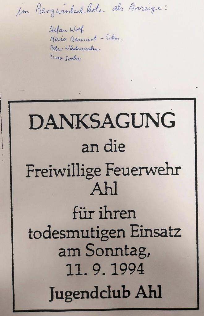 1994 FF Ahl Chronik Danksagung 1994 001