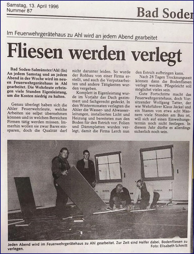 1996 FF Ahl Chronik Bau Feuerwehrhaus 1996 001