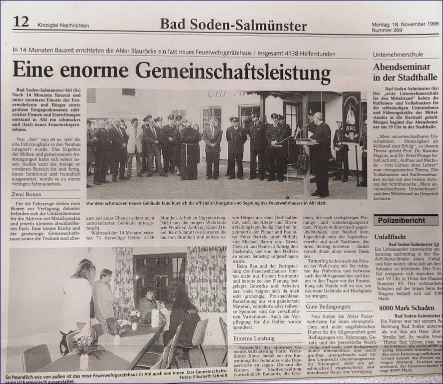 1996 FF Ahl Chronik Feuerwehrhaus Einweihung 1996 003