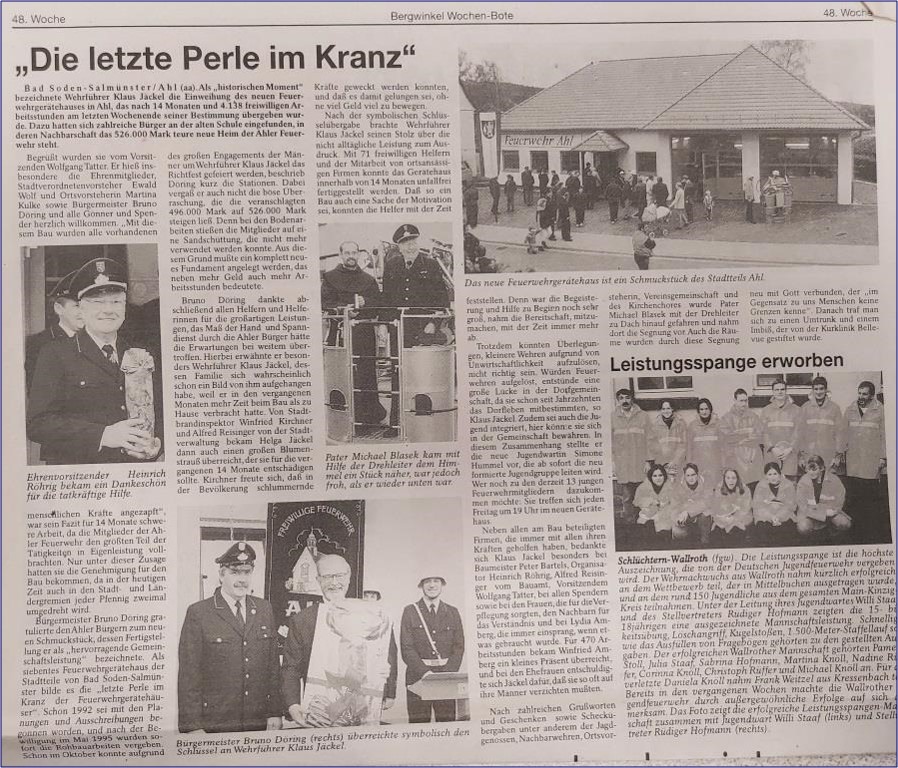 1996 FF Ahl Chronik Feuerwehrhaus Einweihung 1996 004