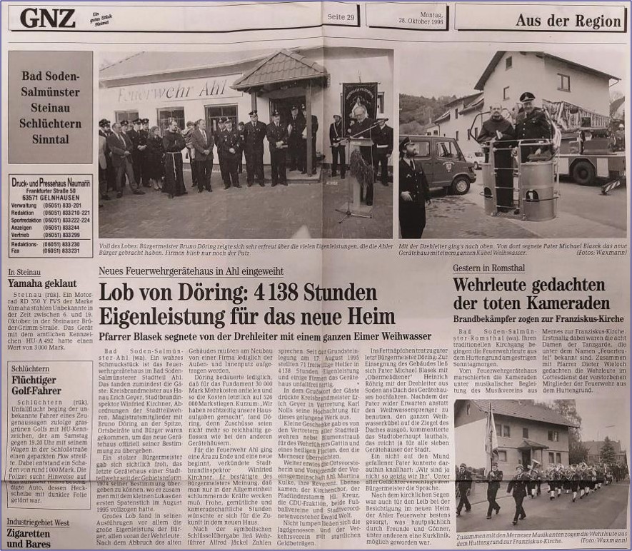 1996 FF Ahl Chronik Feuerwehrhaus Einweihung 1996 005