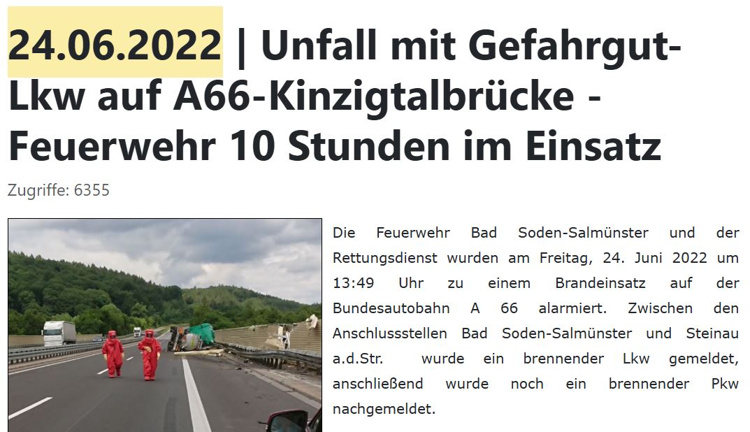 2022 FF Ahl Chronik Lkw Unfall A66 Gefahrgut 2022 001