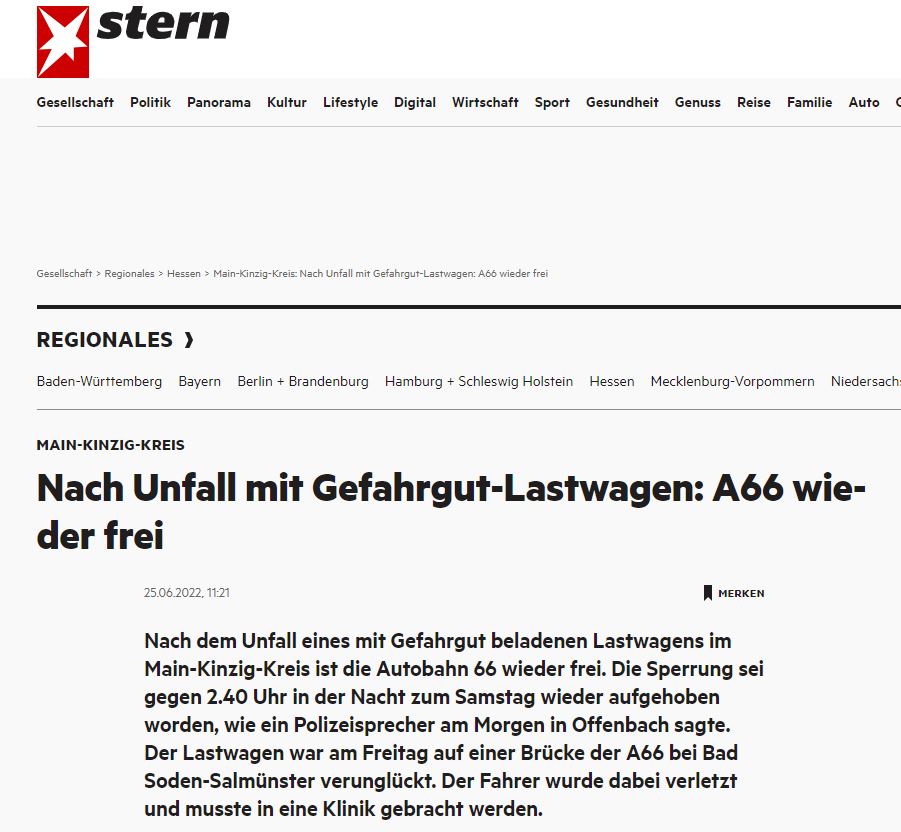 2022 FF Ahl Chronik Lkw Unfall A66 Gefahrgut 2022 002