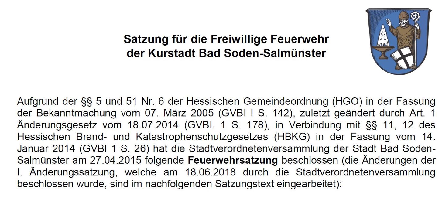 FF BSS Feuerwehrsatzung Kopf