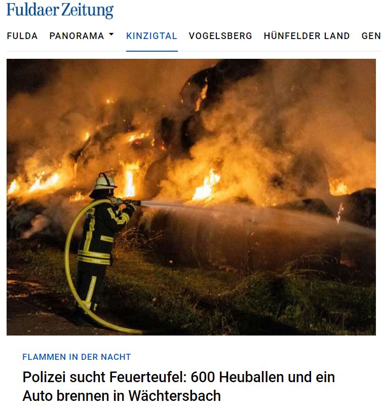 2022 07 12 Fuldaer Zeitung Heuballenbrand Kinzighausen 001