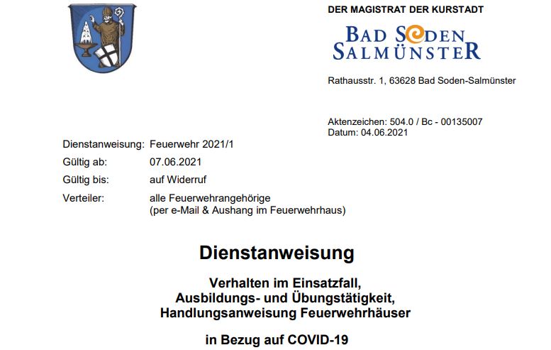 Stadt BSS Dienstanweisung FF COVID 19 2021 001